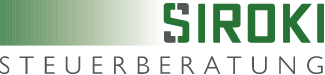 Logo der Steuerberatung Siroki mit grünem Schriftzug und grauem Untertitel